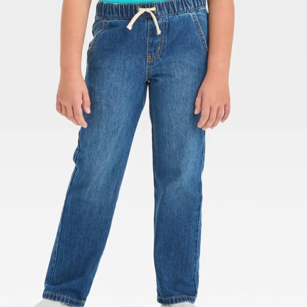 Cat and Jack Blue easy on and off denim straight leg jeans size 12 NWT